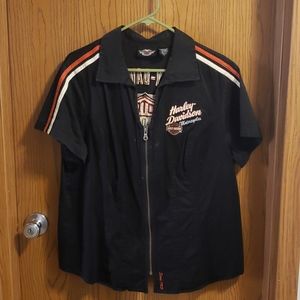 Zip up mechanics shirt...harley-davidson